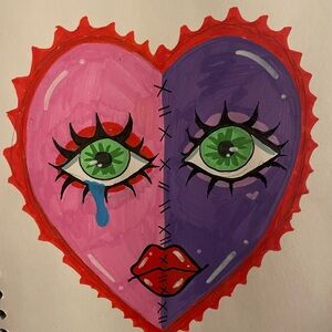 Heart Art Print with Eyes